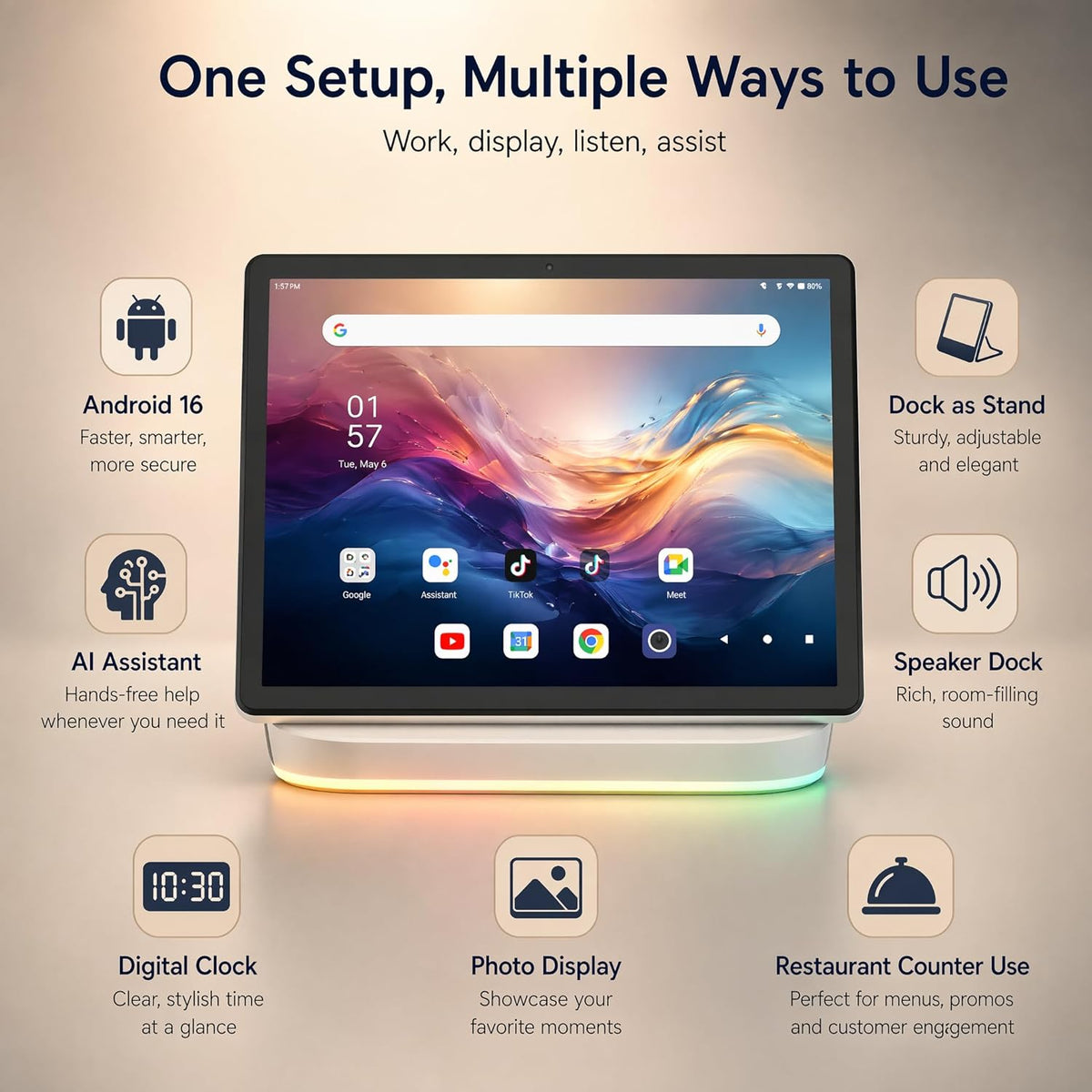 ugrihach Black tablet on adjustable speaker-dock stand