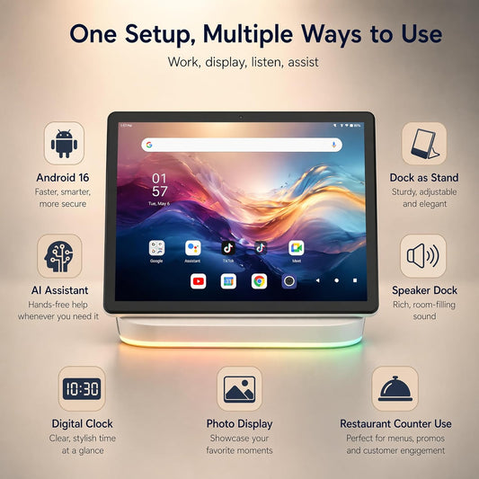 ugrihach Black tablet on adjustable speaker-dock stand