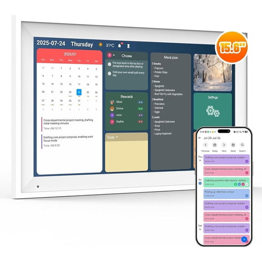 15.6" Digital Calendar for Family Schedules, Electronic Calendar with Touchscreen